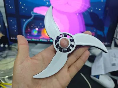 Cyber Shuriken Triple-Curved Blade Bearing Fidget Spinner (Remastered, No Sharp Edges, Child-Friendly)