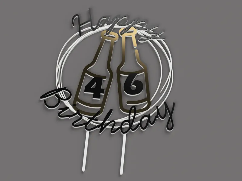 Happy Birthday - 46 Cake Topper 