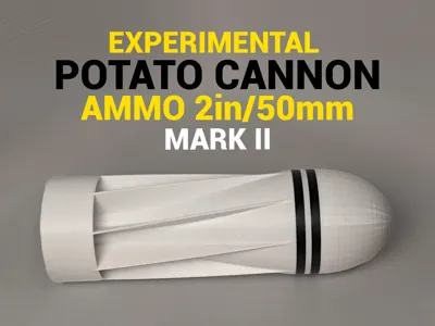 Experimental potato cannon round, 2in/50mm Mark II