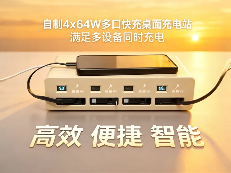 自制4x65W多口快充桌面充电站