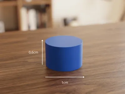 simple cylinder 0.6cm height and 1cm diameter