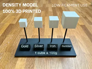 Density of different cubes of metal 
