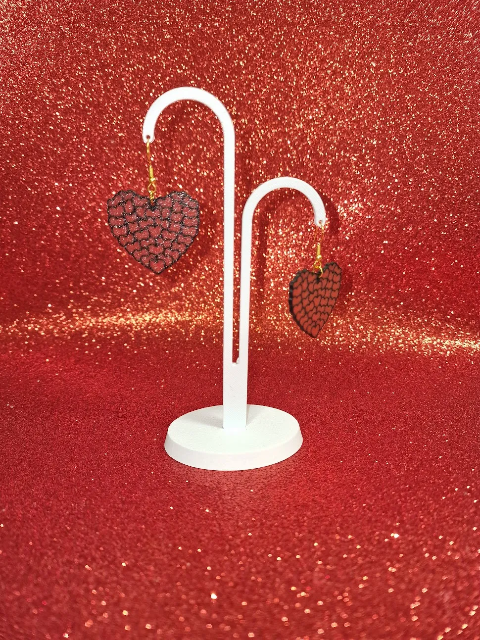 Hearts in heart earrings view 3