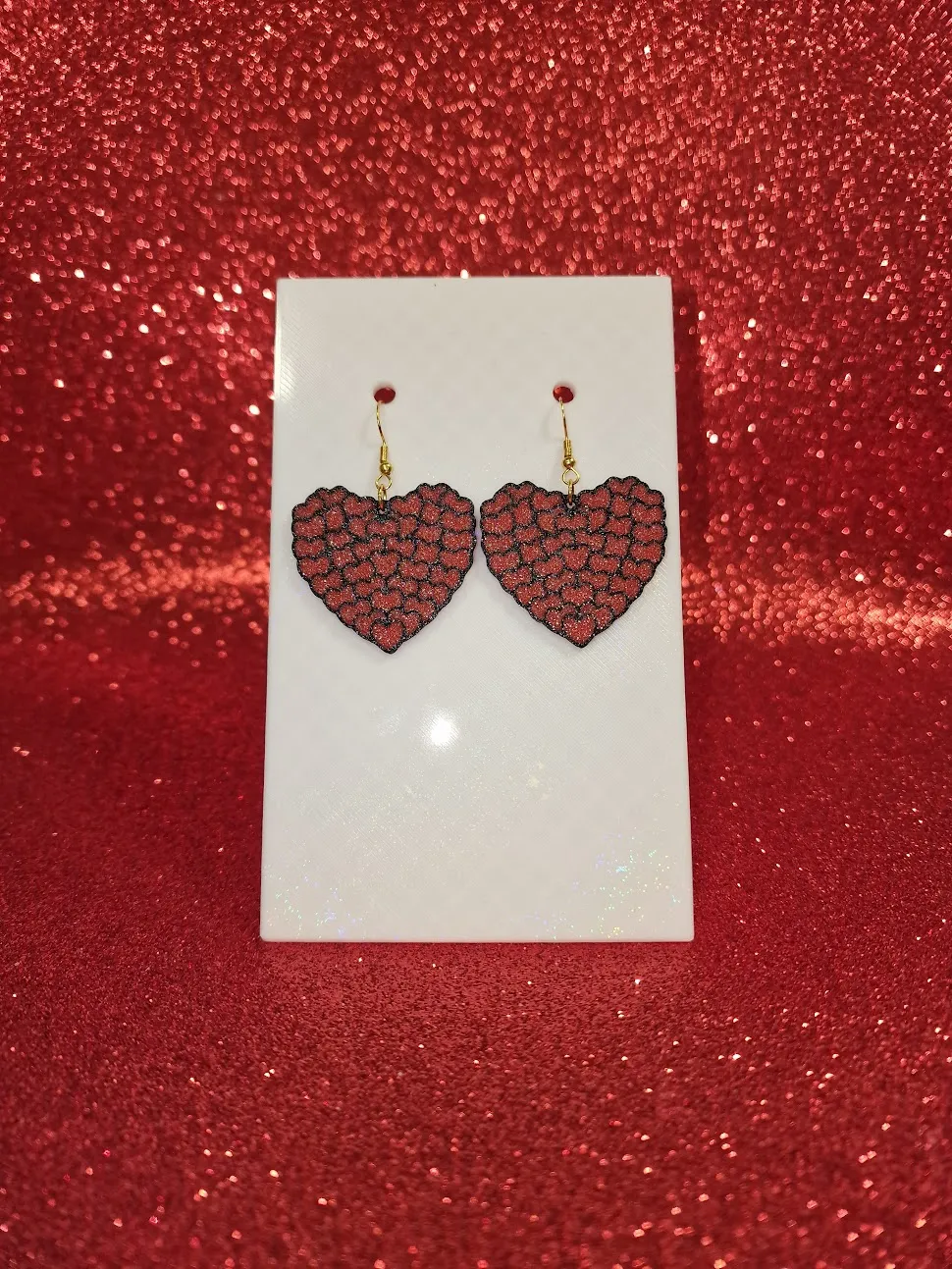 Hearts in heart earrings view 2