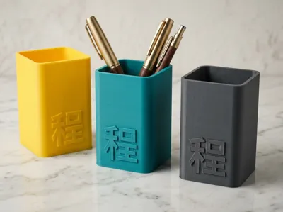 Customizable Text Pen Holder