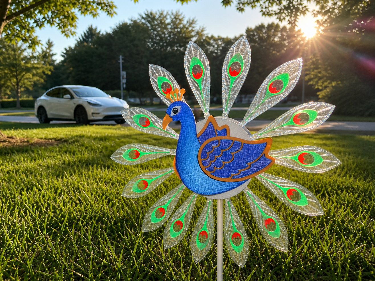 peacock wind spinner