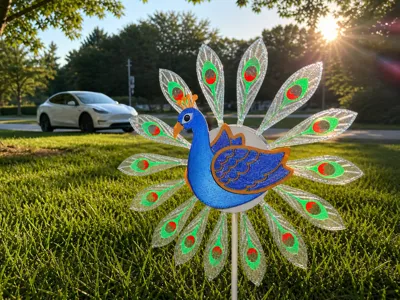 peacock wind spinner