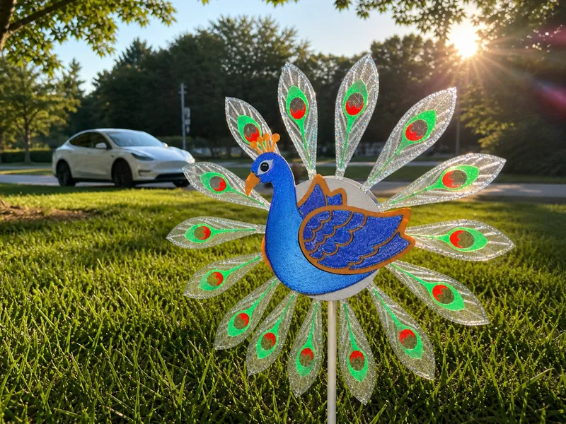 peacock wind spinner