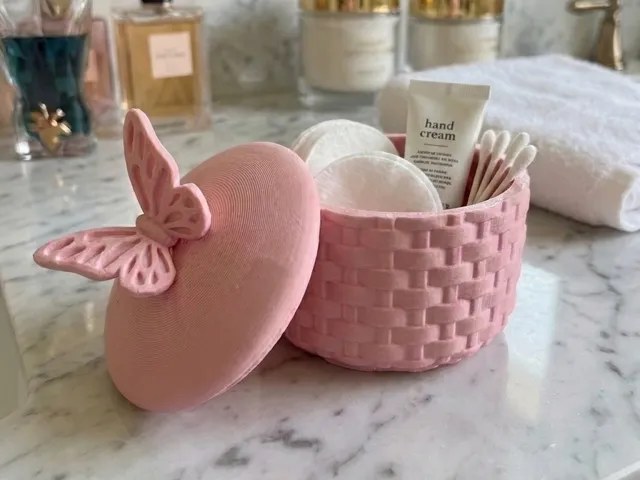 Butterfly Woven Basket Storage Jar with Lid