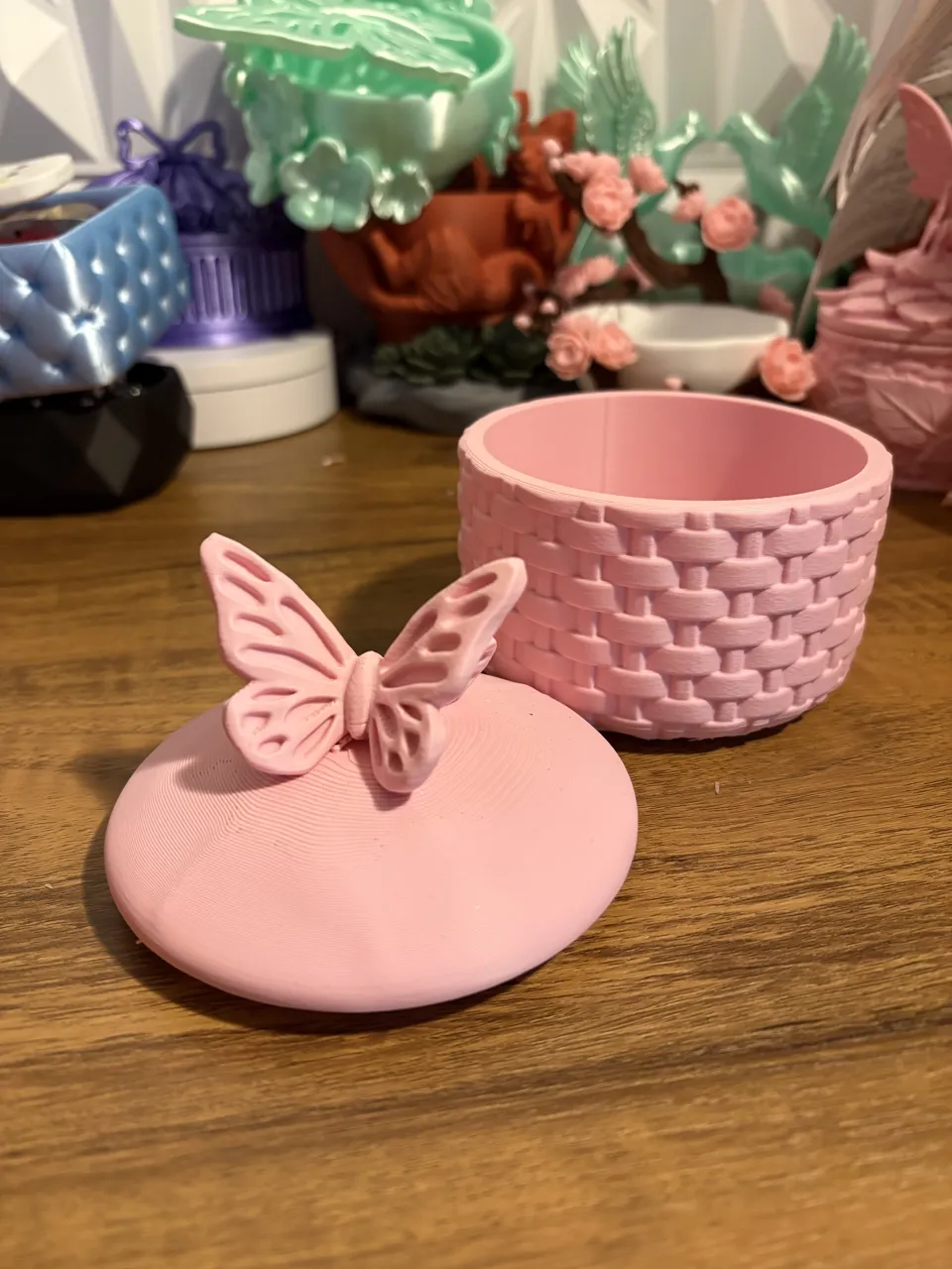 Butterfly Woven Basket Storage Jar with Lid view 3