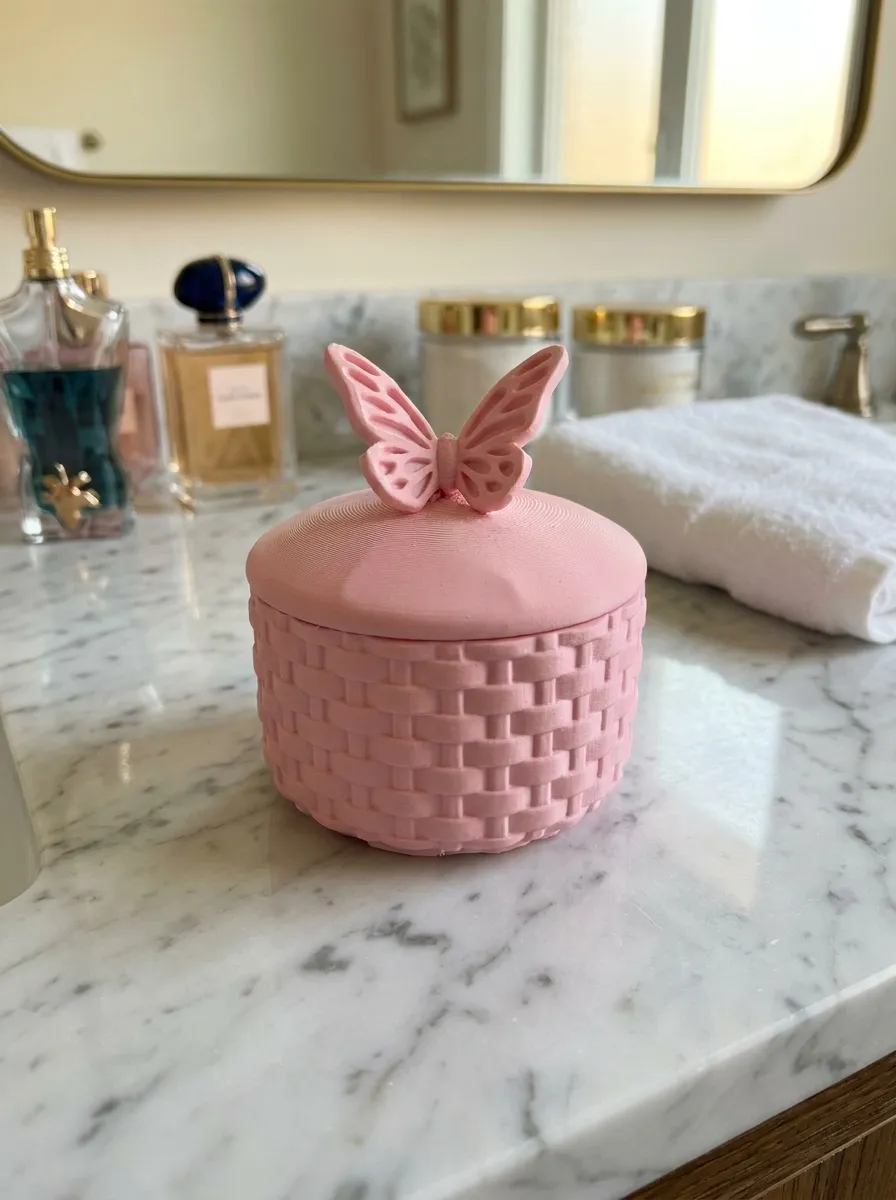 Butterfly Woven Basket Storage Jar with Lid view 2