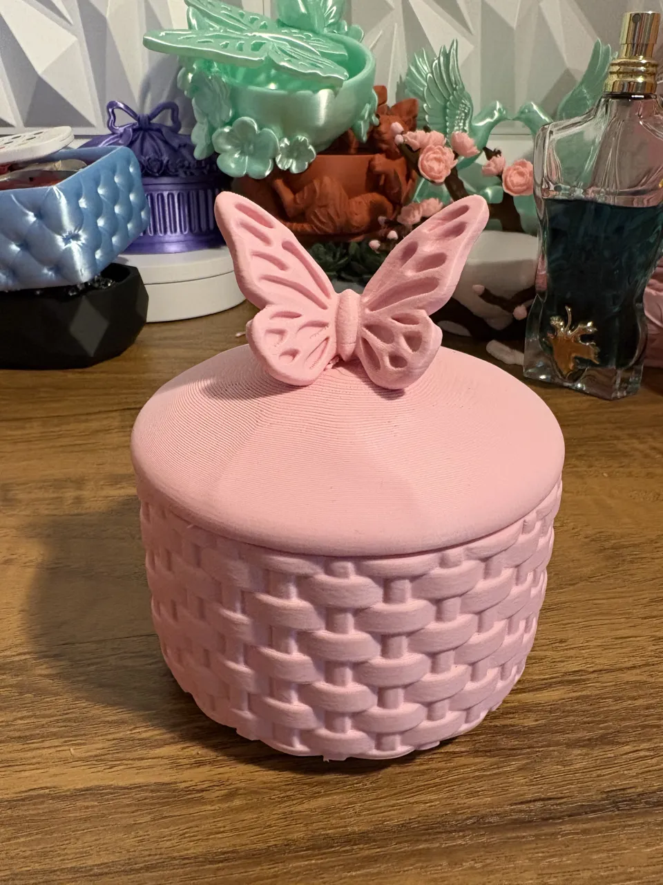Butterfly Woven Basket Storage Jar with Lid view 4