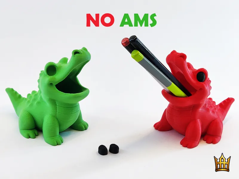 Cute Crocodile Pen Holder - No AMS & Multi-Color