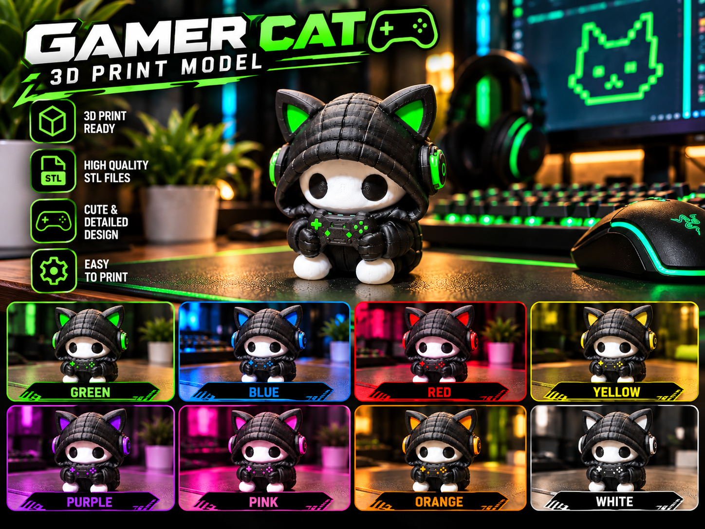 Gamer Cat 3D model