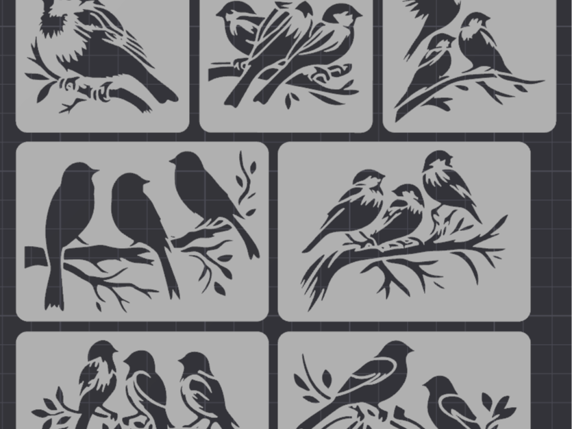 Birds stencils (set of 7)