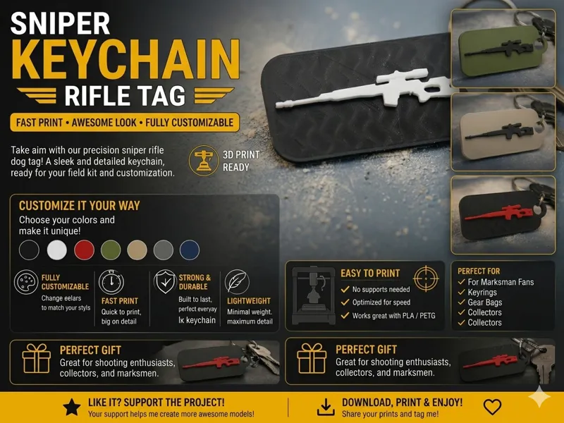 Sniper Rifle Keychain Portachiavi Fucile 