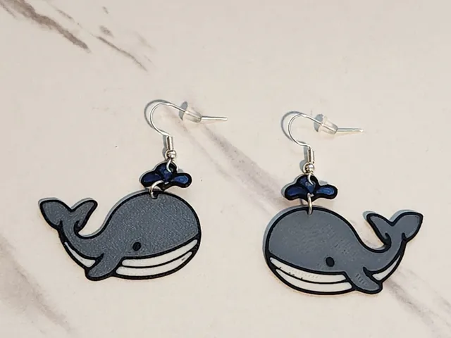 Spouting Whale Earrings