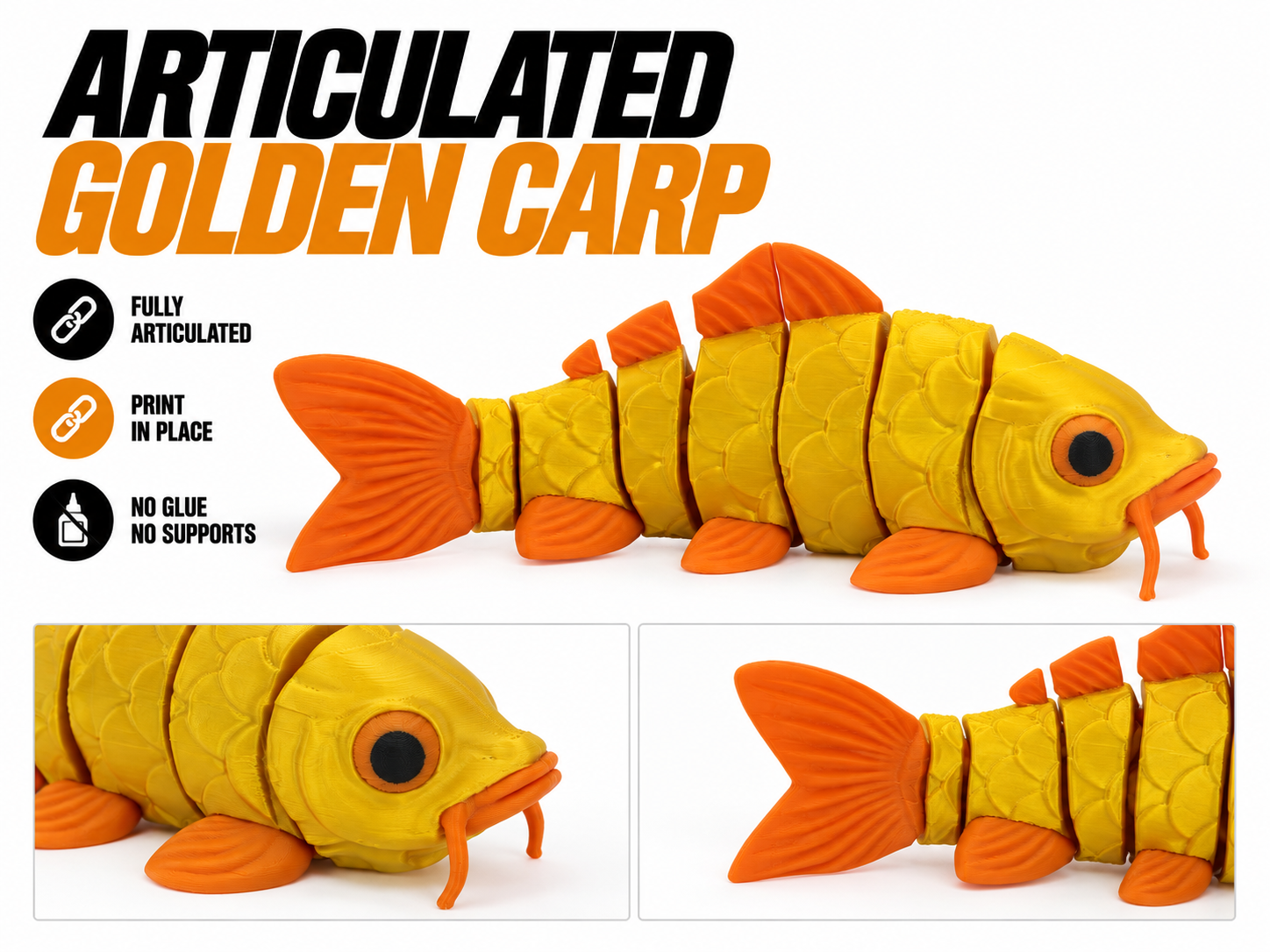 Articulated flexi Goldfish - 3D printed Other Toys & Games, in stock in India