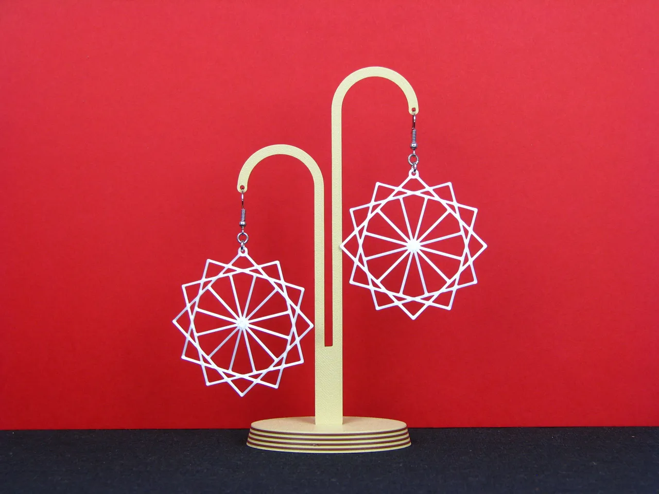 Sacred Geometry earring - squares in star view 2