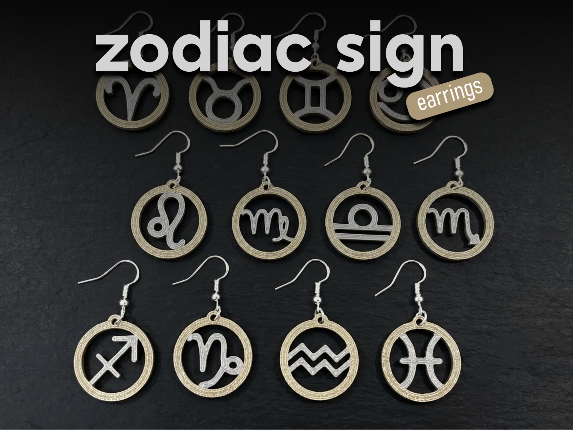 Zodiac Earrings • All Signs • Free Commercial Use