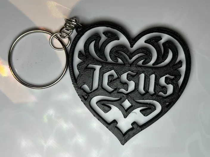 Porte-clés cœur filigrane Jésus