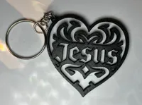 Porte-clés cœur filigrane Jésus — photo 1