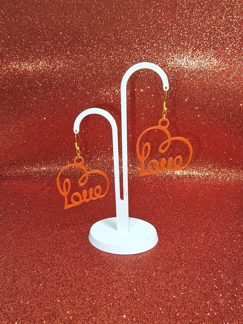 Love heart earrings view 3
