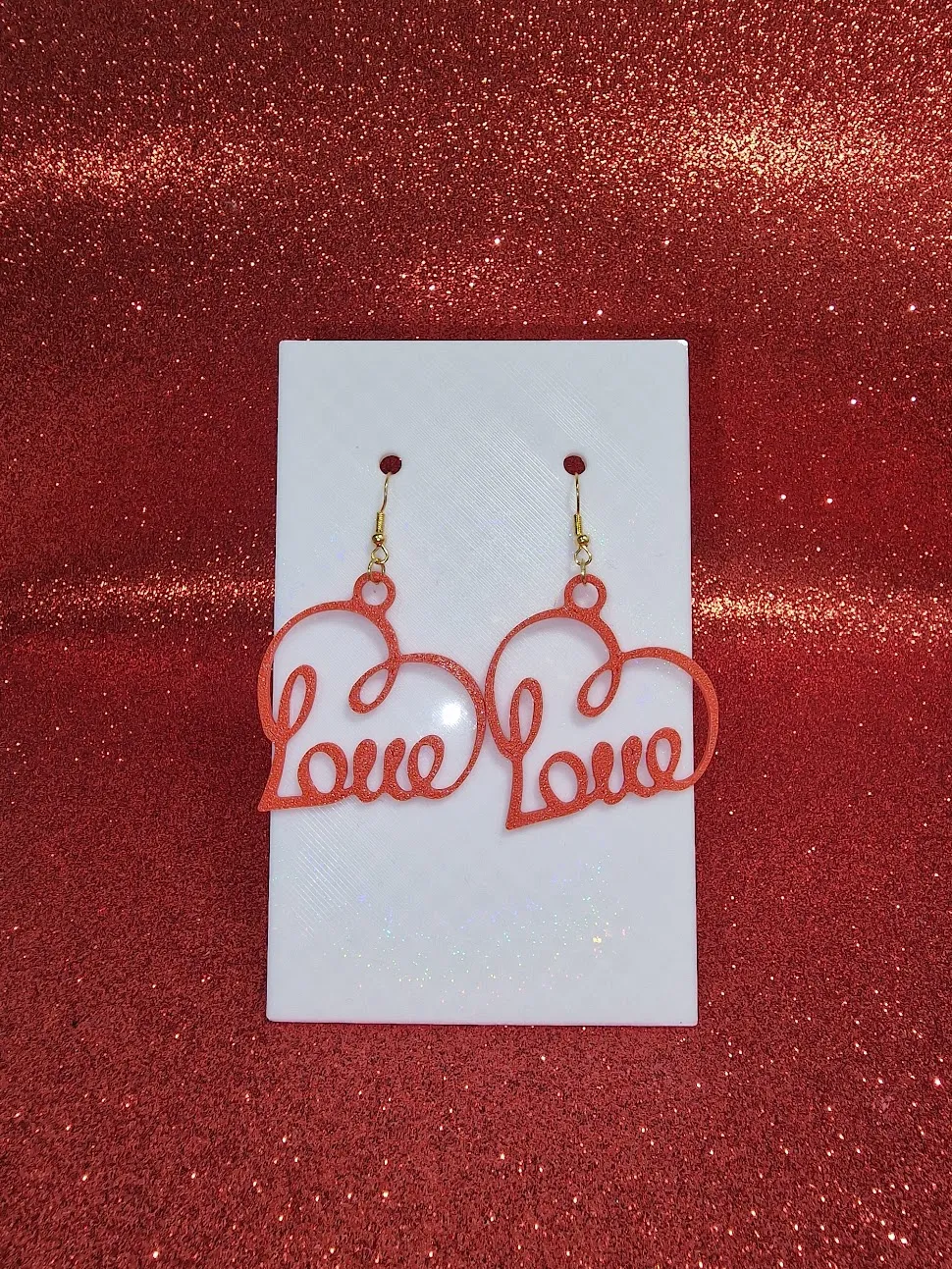 Love heart earrings view 2