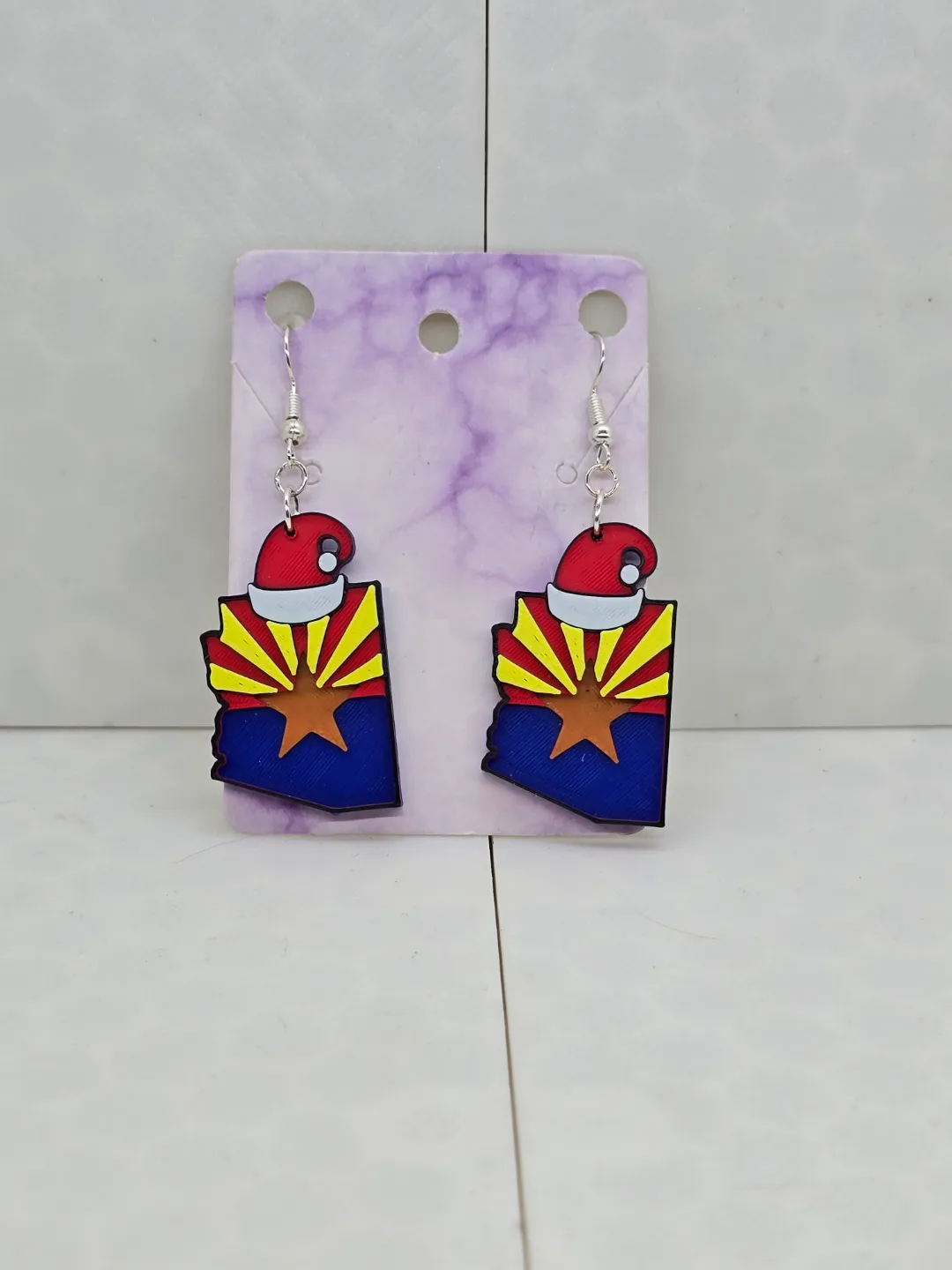 Arizona Flag Santa Hat Earrings view 2