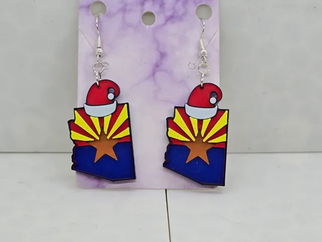 Arizona Flag Santa Hat Earrings