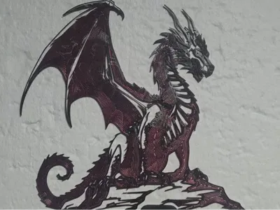 Dragon Wallart EXPOSED CONCENTRIC Infill 3D effect