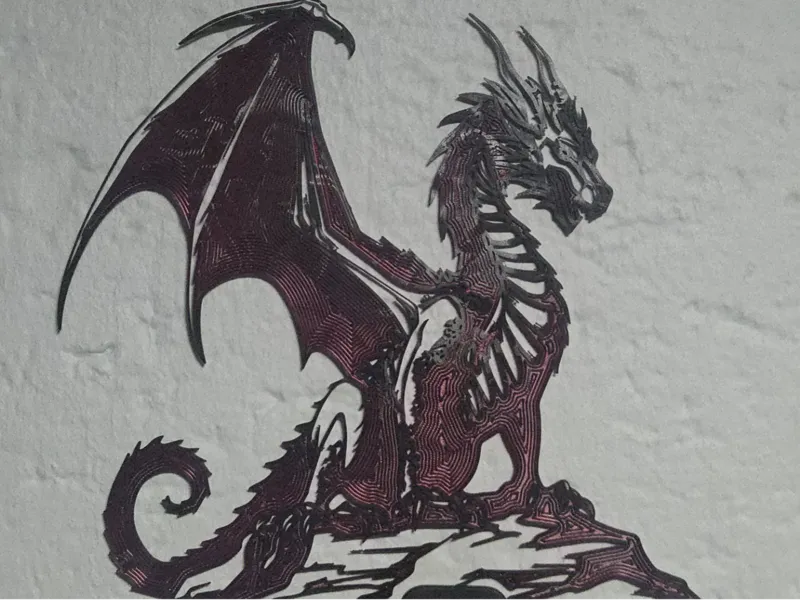 Dragon Wallart EXPOSED CONCENTRIC Infill 3D effect