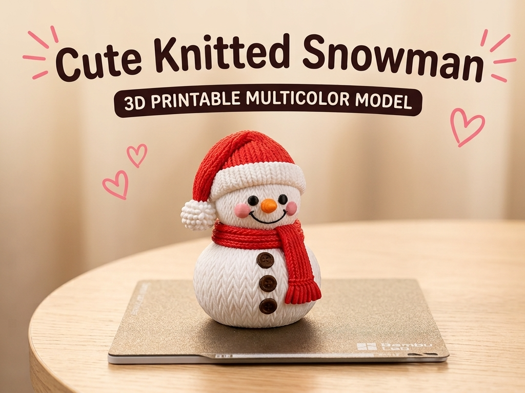 Cute Knitted Snowman — Multicolor 3D Model - 1