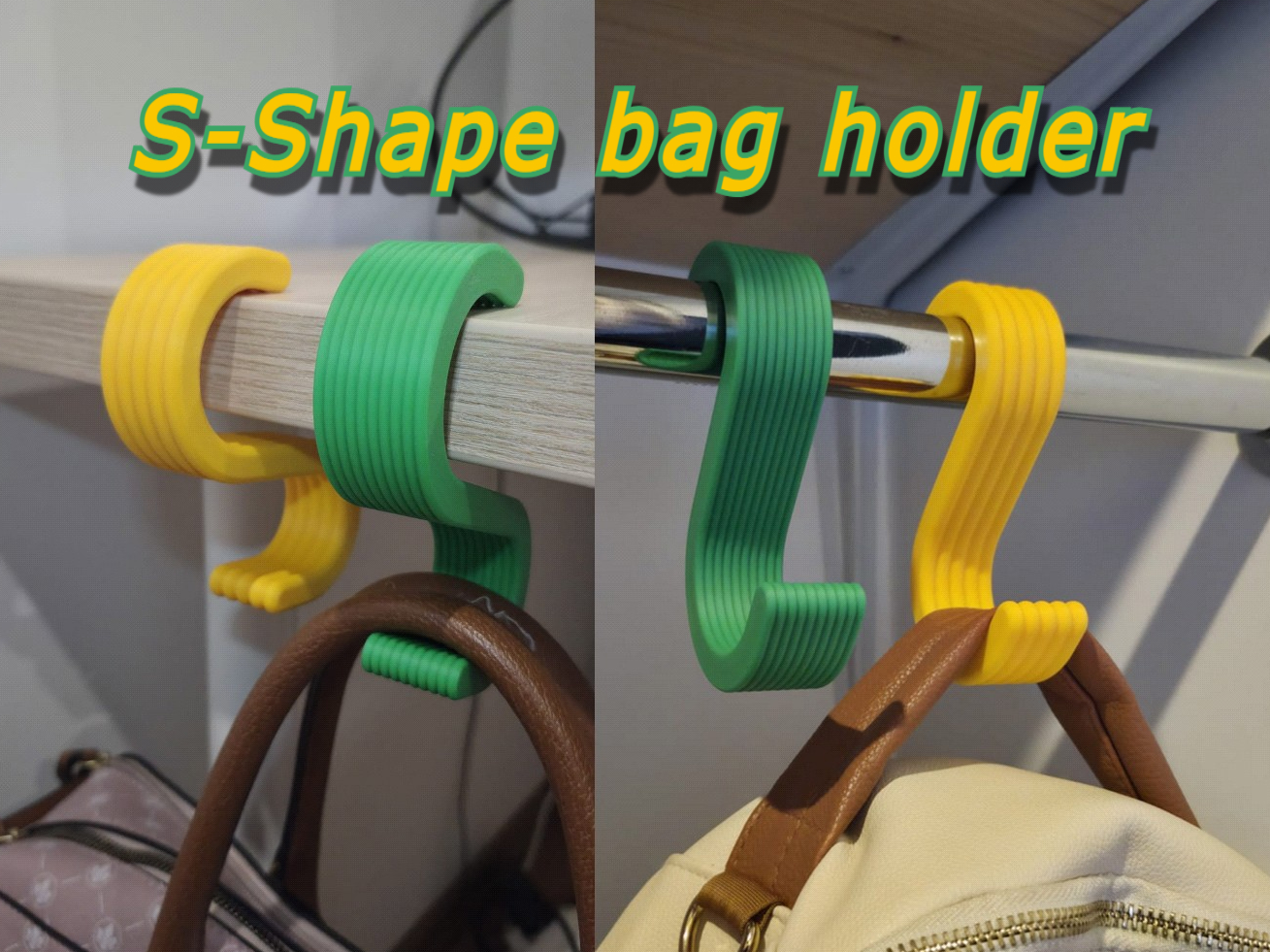 Strong S-shape bag/purse holder