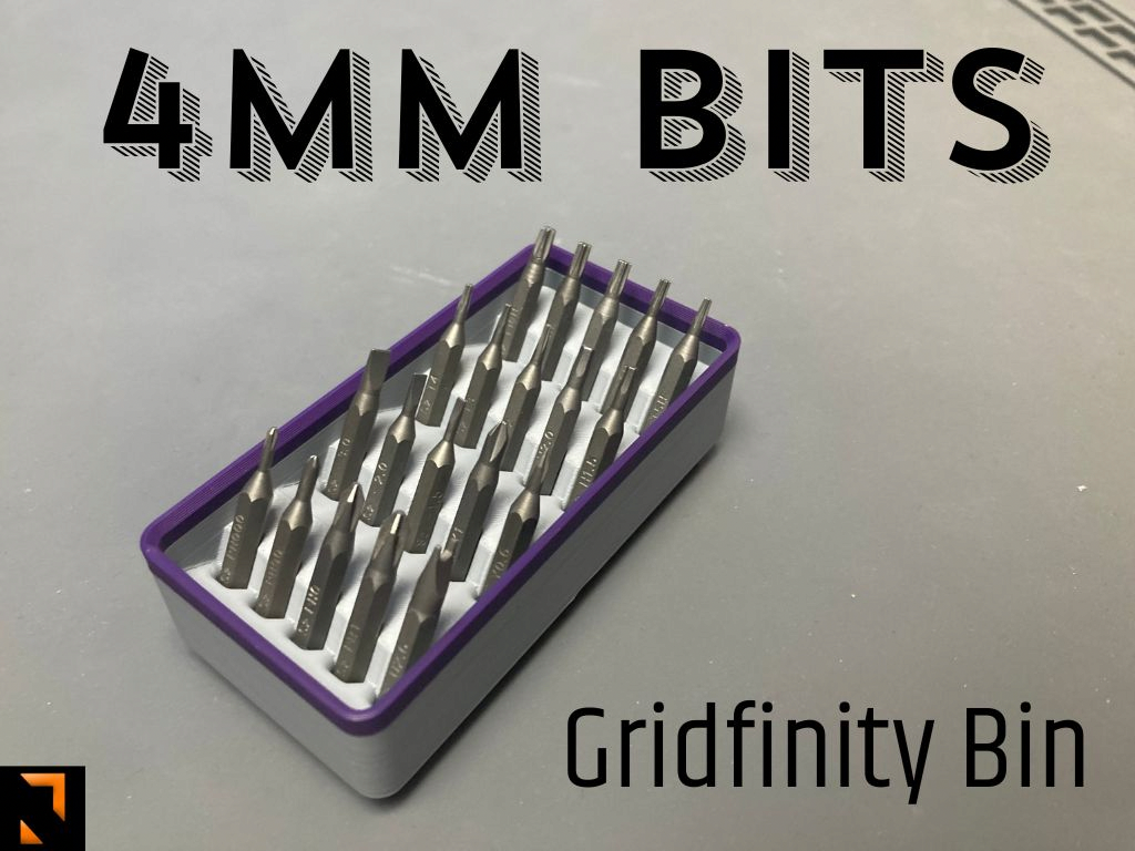 Miniatura 1 do modelo 3D 4mm Bits Gridfinity bin angled