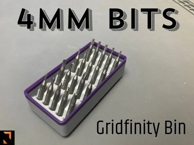 4mm Bits Gridfinity bin angled