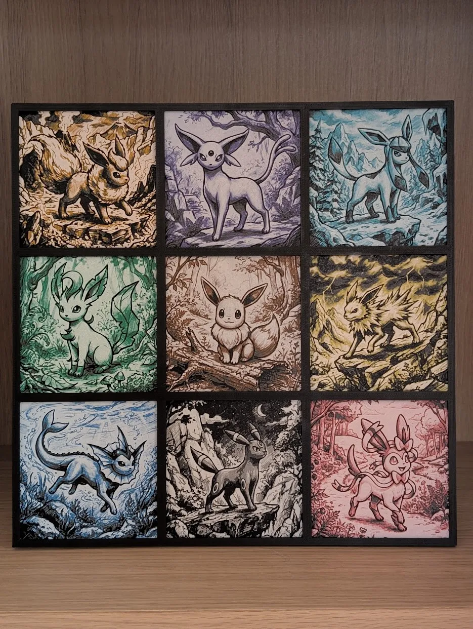 Eeveelution Pokemon Hueforge & Frame - Free 3D Print Model - MakerWorld