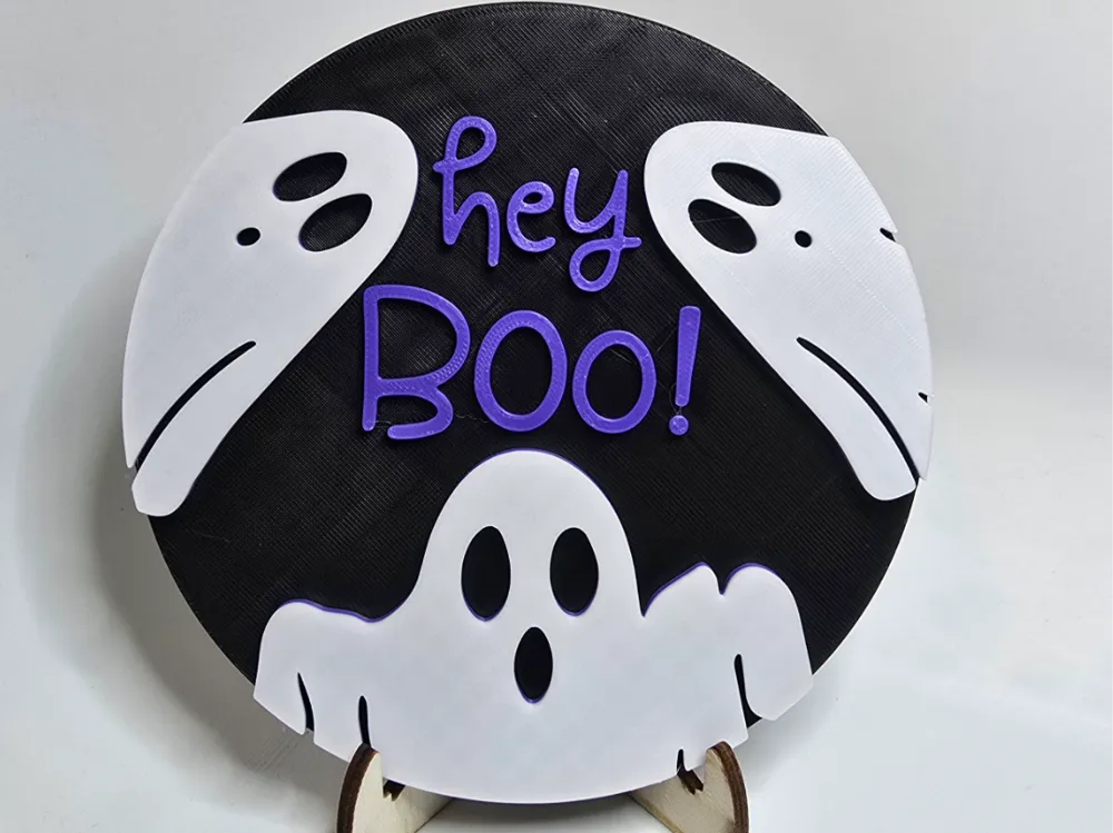 Hey BOO! Halloween sign - Free 3D Print Model - MakerWorld
