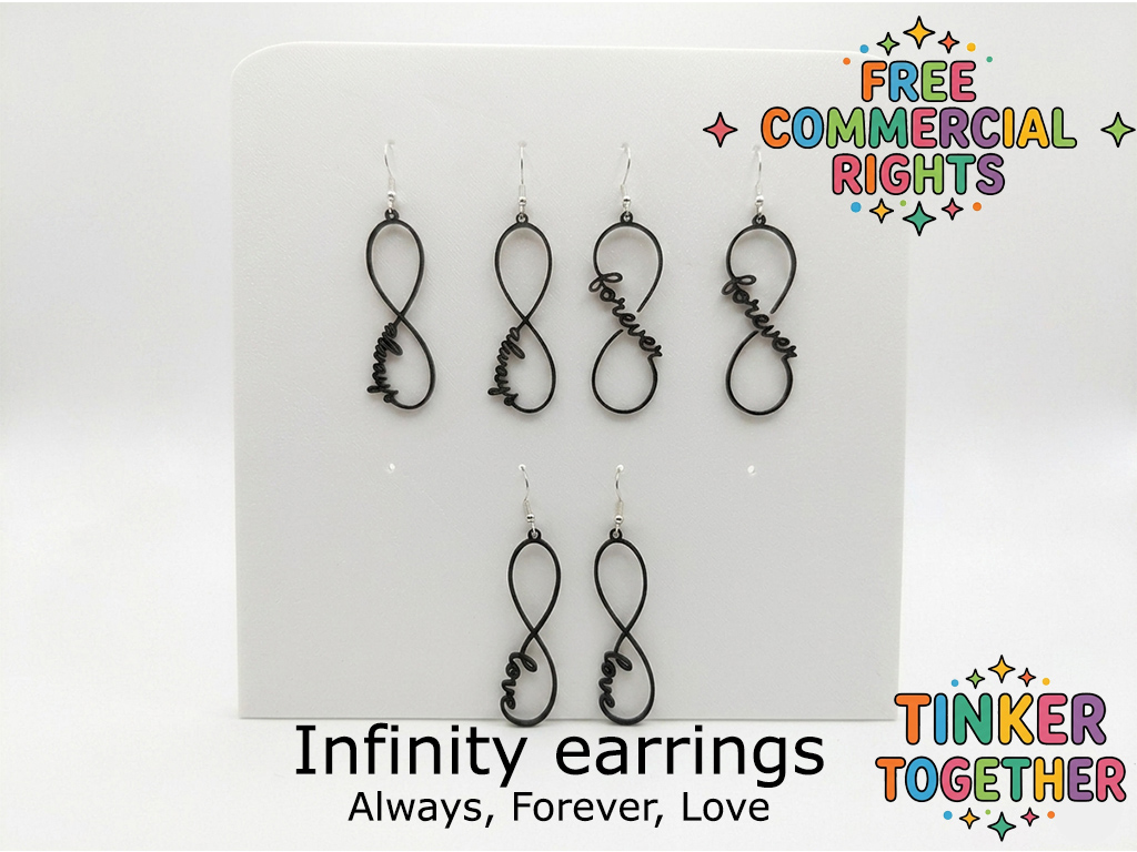 Infinity earrings - always, forever, love