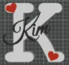Letter K Kim with Hearts