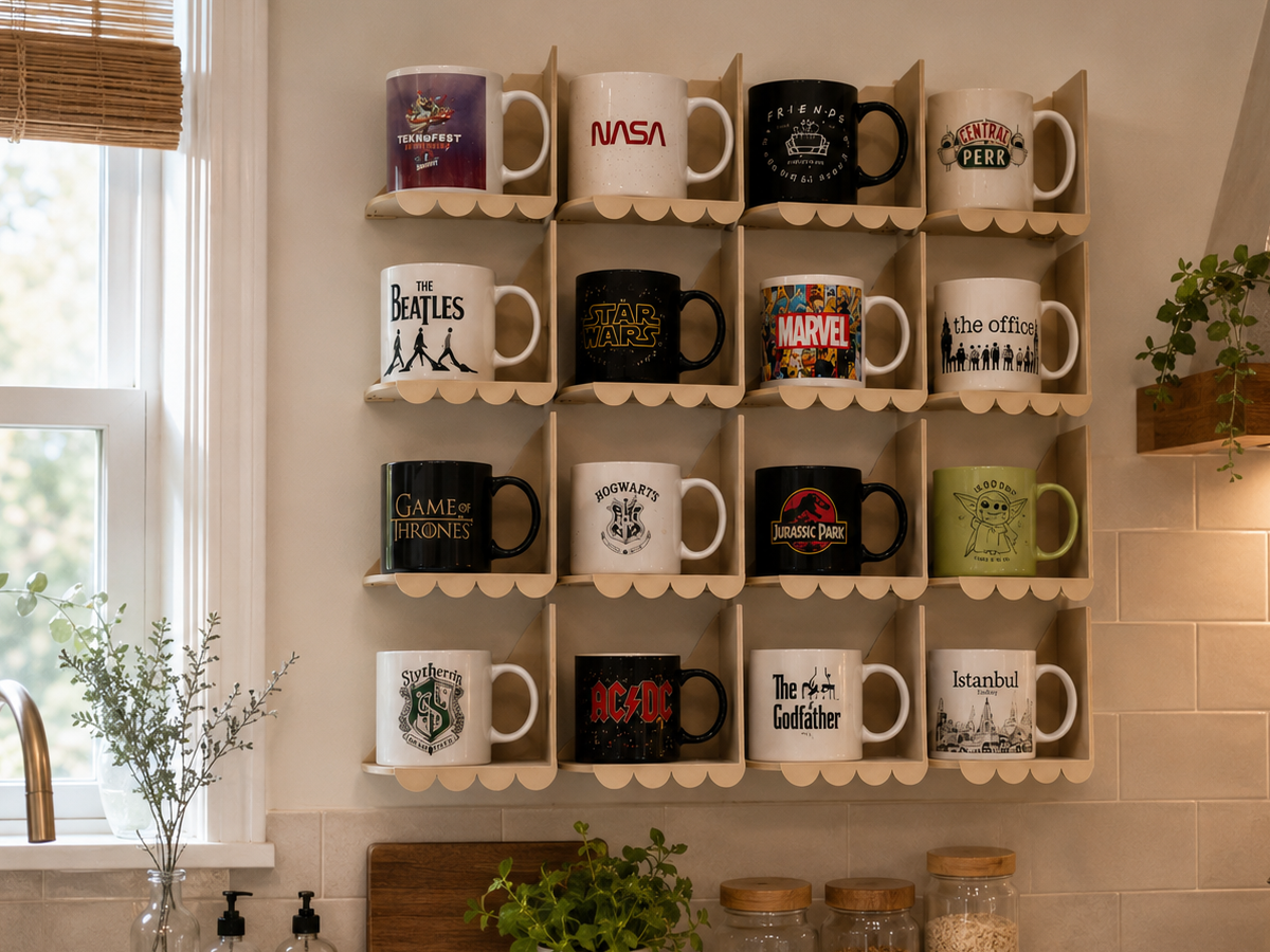 Wall Mug Rack – Coffee Cup Display Organizer