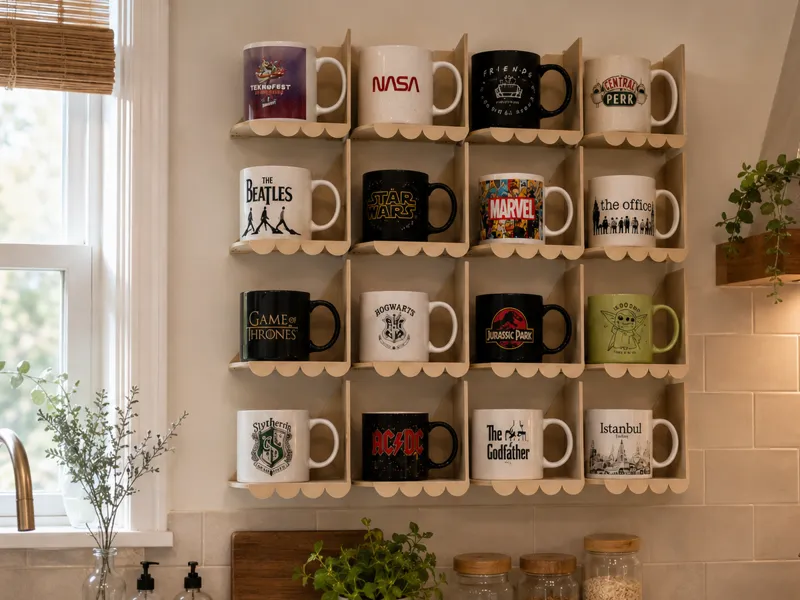 Wall Mug Rack – Coffee Cup Display Organizer