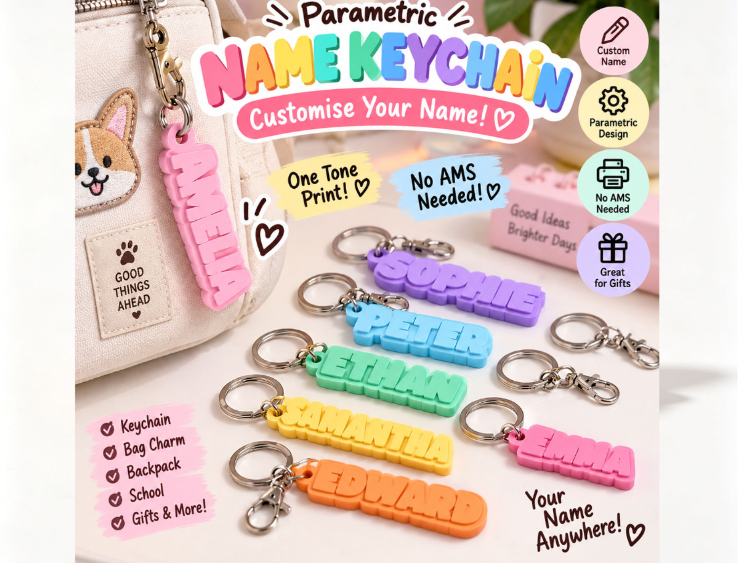Parametric Custom Name Keychain Generator Bag - 1