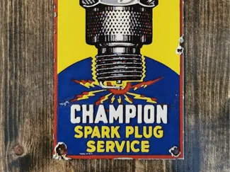 Vintage Old sign Champion Sparkplug Hueforge