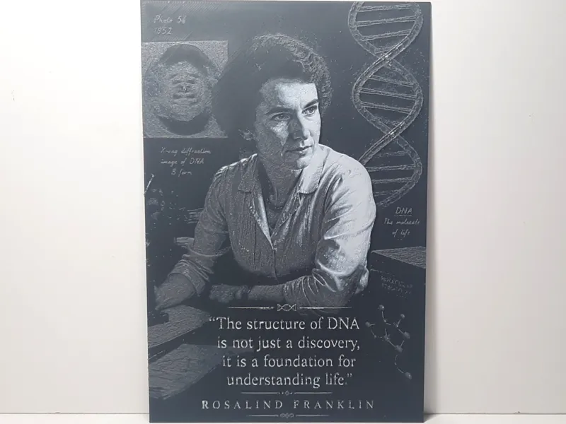 Rosalind Franklin Portrait Hueforge - Grayscale