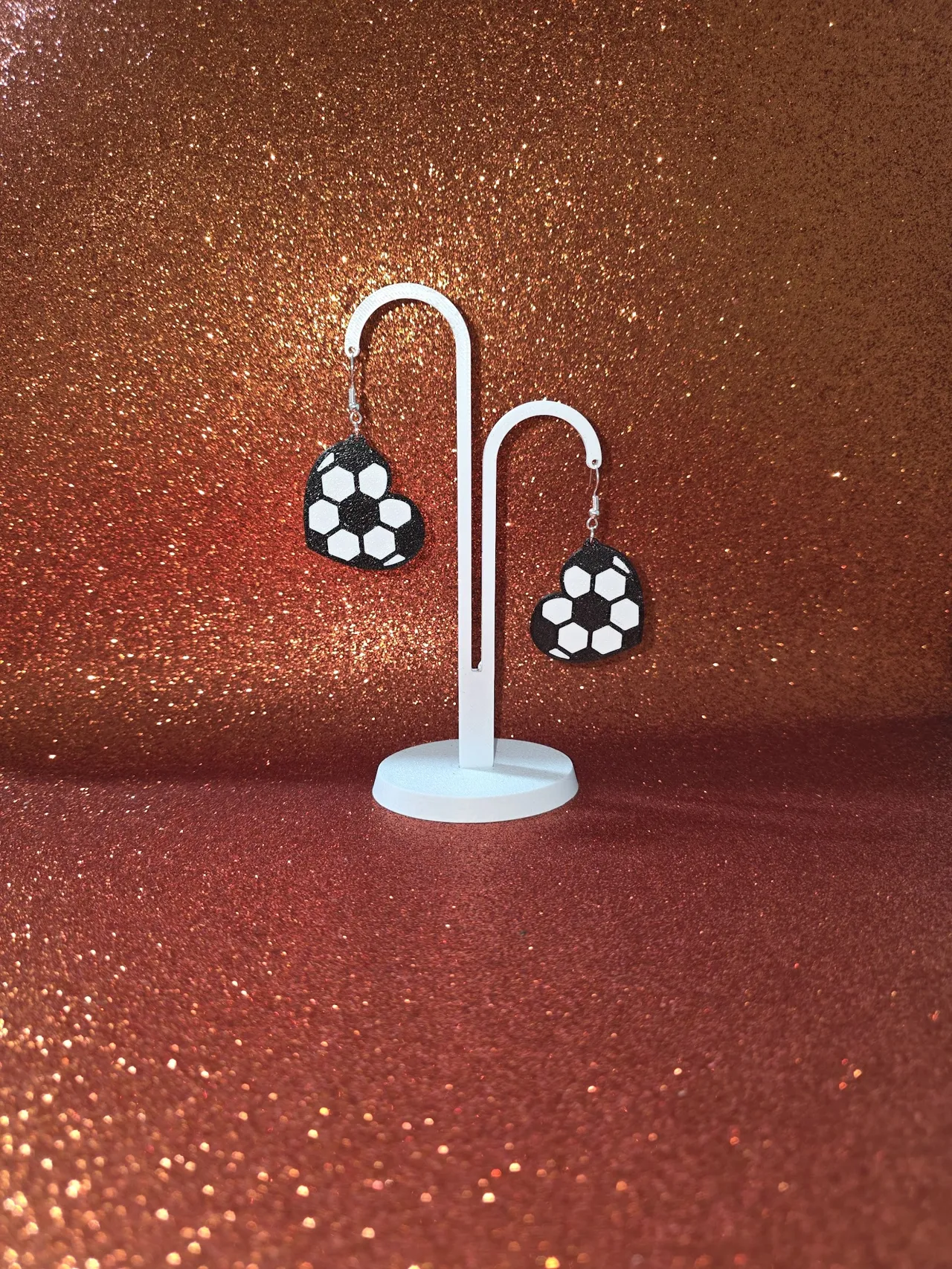 Soccer heart earrings view 3