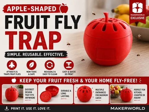 Soporte: Apple Shaped Fruit Fly Trap - Easy Print - Works! — referencia de MakerWorld
