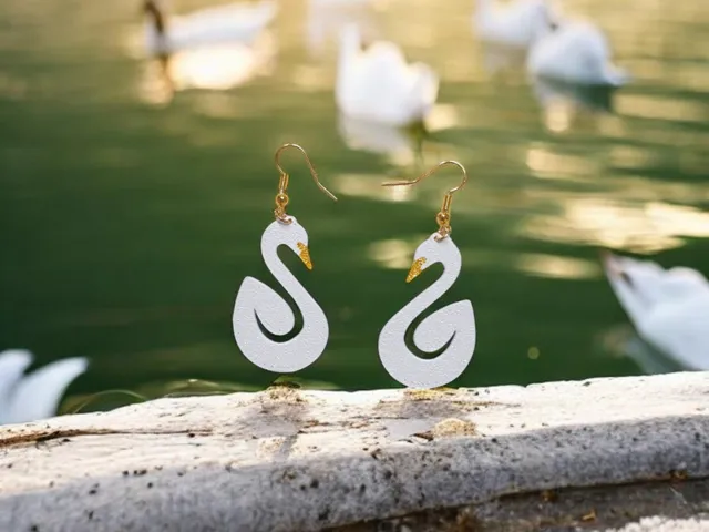 Minimal swan earrings
