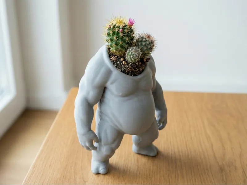 Cactus Golem Planter Fantasy Character Desk Decor
