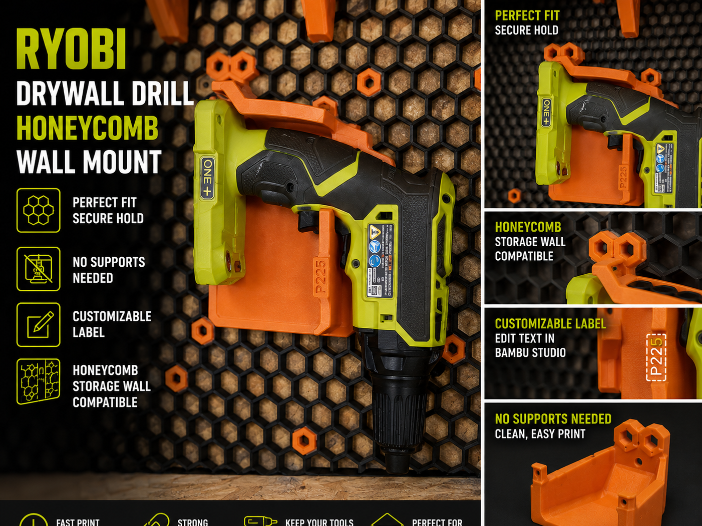 Ryobi Drywall Drill Honeycomb Storage Mount